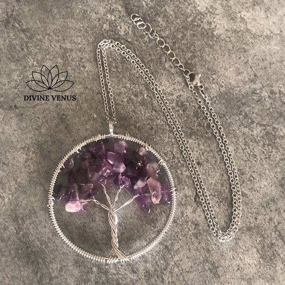 Amethyst Tree of Life Pendant Necklace - Picture 2 of 8